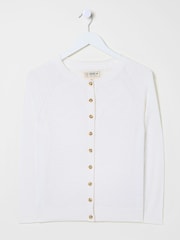 FatFace Rose White Crew Neck Cardigan - Image 10 of 10