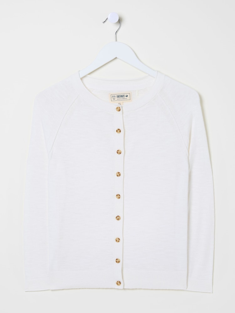 FatFace Rose White Crew Neck Cardigan - Image 10 of 10