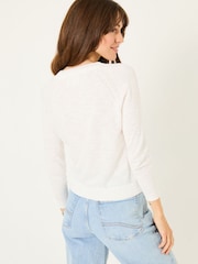 FatFace Rose White Crew Neck Cardigan - Image 2 of 10