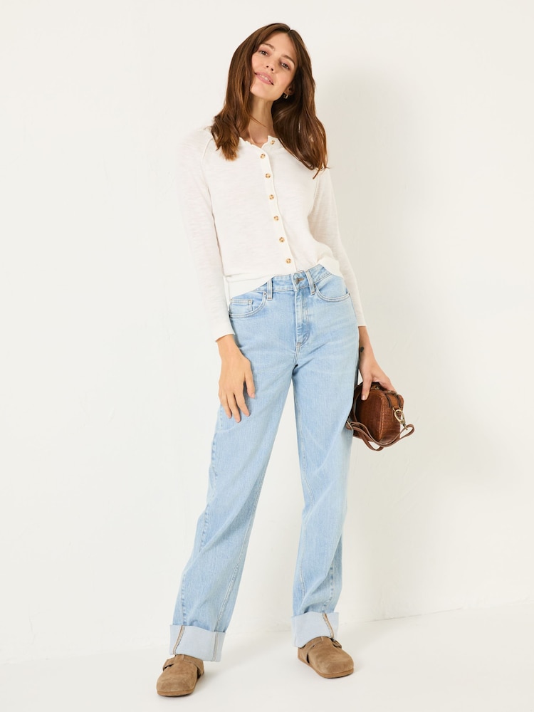 FatFace Rose White Crew Neck Cardigan - Image 3 of 10