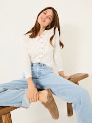 FatFace Rose White Crew Neck Cardigan - Image 5 of 10