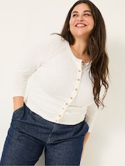 FatFace Rose White Crew Neck Cardigan - Image 6 of 10