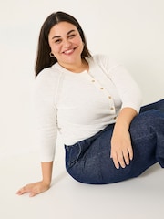 FatFace Rose White Crew Neck Cardigan - Image 8 of 10