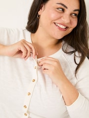 FatFace Rose White Crew Neck Cardigan - Image 9 of 10