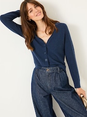 FatFace Lucia Navy V-Neck Knitted Cardigan - Image 2 of 9