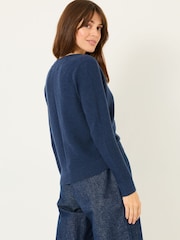 FatFace Lucia Navy V-Neck Knitted Cardigan - Image 3 of 9