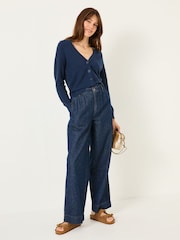 FatFace Lucia Navy V-Neck Knitted Cardigan - Image 4 of 9