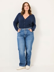 FatFace Lucia Navy V-Neck Knitted Cardigan - Image 8 of 9