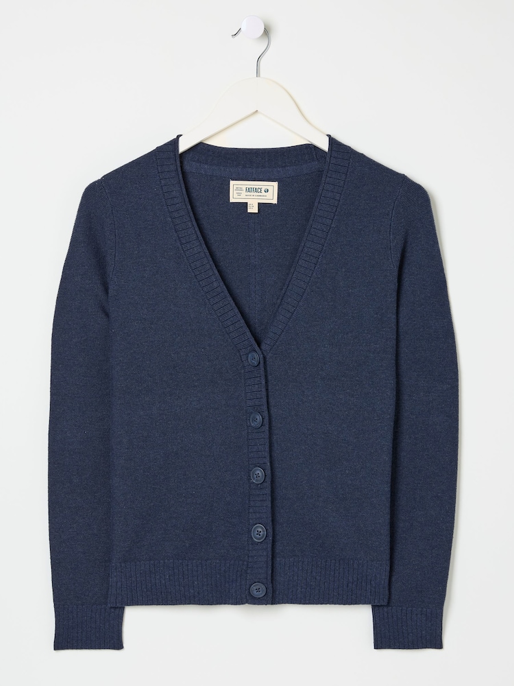 FatFace Lucia Navy V-Neck Knitted Cardigan - Image 9 of 9