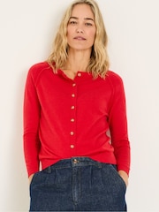 FatFace Rose Red Crew Neck Cardigan - Image 1 of 5