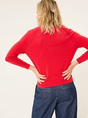 FatFace Rose Red Crew Neck Cardigan - Image 2 of 5