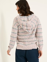 FatFace Pink Uma Knitted Textured Hoodie - Image 2 of 5