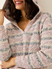 FatFace Pink Uma Knitted Textured Hoodie - Image 4 of 5
