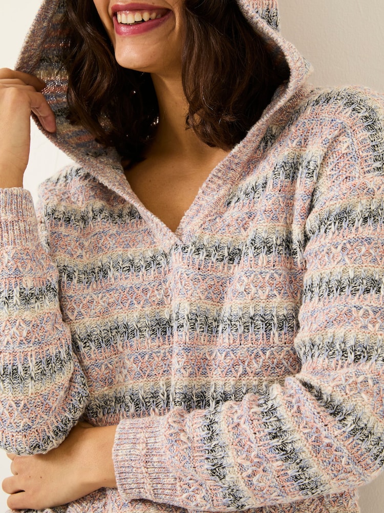 FatFace Pink Uma Knitted Textured Hoodie - Image 4 of 5