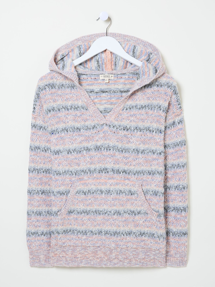 FatFace Pink Uma Knitted Textured Hoodie - Image 5 of 5