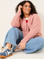 FatFace Kya Light Pink Knitted Kimono Cardigan - Image 3 of 5