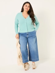 FatFace Lucia Light Teal V-Neck Knitted Cardigan - Image 1 of 11