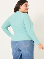 FatFace Lucia Light Teal V-Neck Knitted Cardigan - Image 2 of 11