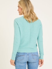 FatFace Lucia Light Teal V-Neck Knitted Cardigan - Image 6 of 11