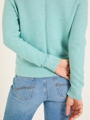 FatFace Lucia Light Teal V-Neck Knitted Cardigan - Image 7 of 11