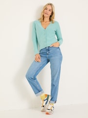 FatFace Lucia Light Teal V-Neck Knitted Cardigan - Image 9 of 11