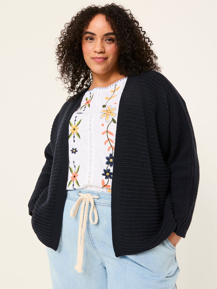 FatFace Kya Navy Knitted Kimono Cardigan - Image 1 of 5