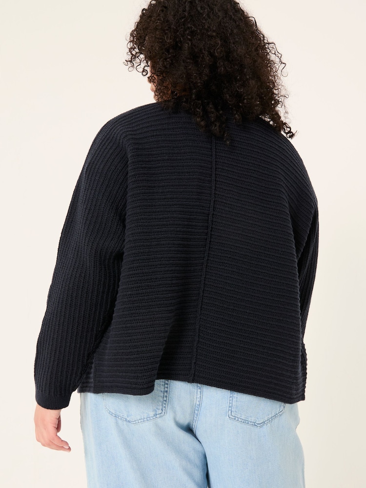 FatFace Kya Navy Knitted Kimono Cardigan - Image 2 of 5