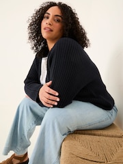 FatFace Kya Navy Knitted Kimono Cardigan - Image 3 of 5
