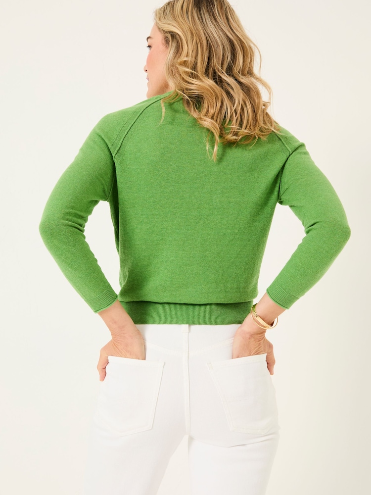 FatFace Rose Green Crew Neck Cardigan - Image 2 of 5