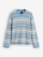 Abercrombie & Fitch Blue Stripe Cotton Knit Jumper - Image 1 of 1