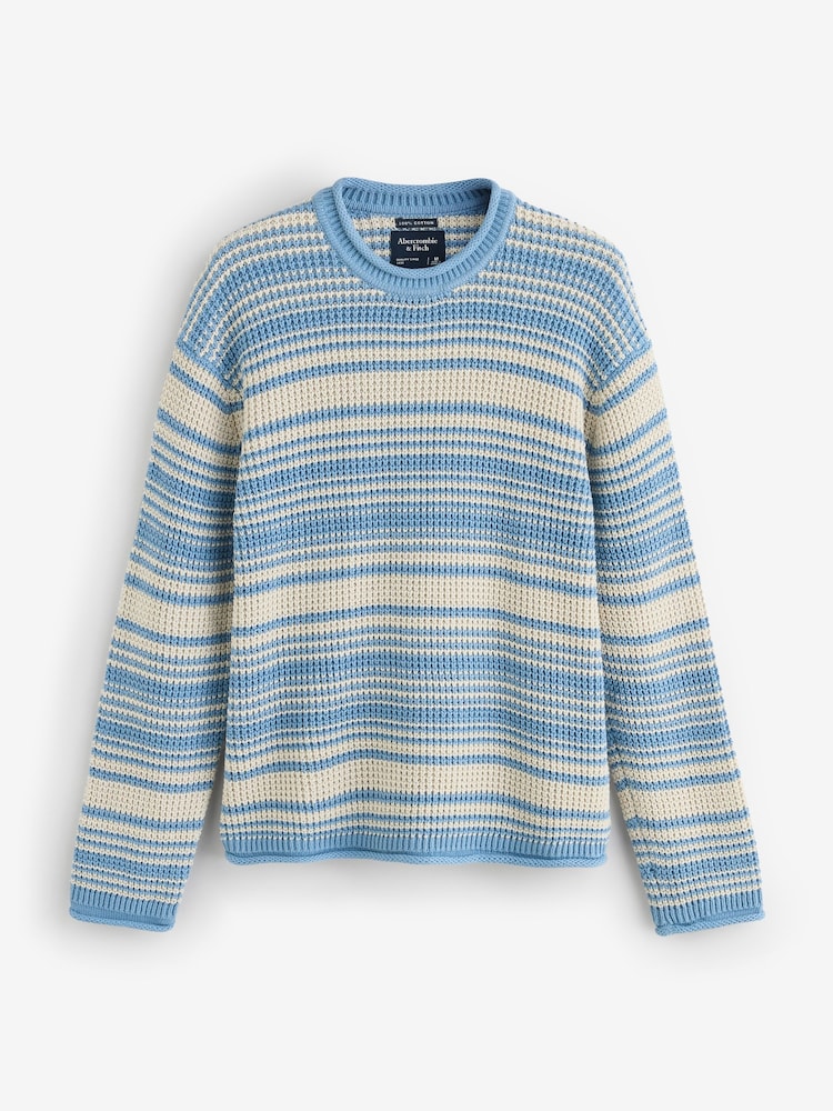 Abercrombie & Fitch Blue Stripe Cotton Knit Jumper - Image 1 of 1