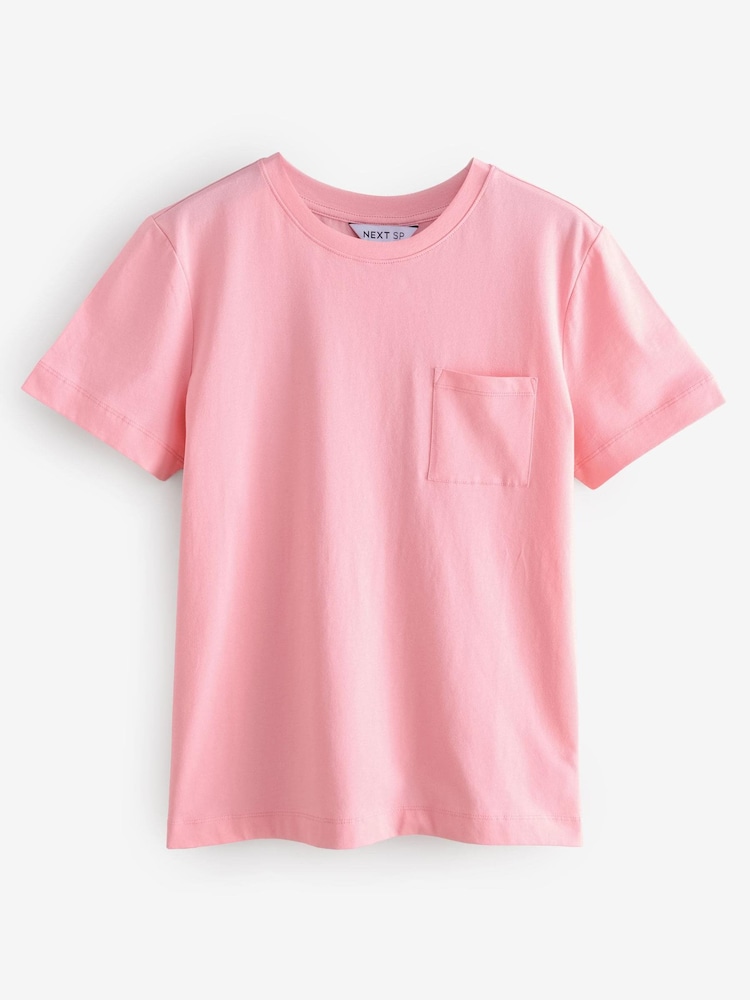Pink Round Neck 100% Cotton T-Shirt with Short Sleeves - Image 1 of 1