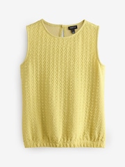 Green Vest Round Neck Textured Half Sleeves Top - Image 1 of 1