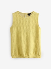 Green Vest Round Neck Textured Half Sleeves Top - Image 1 of 1