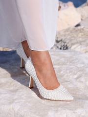 Linzi poročna oblačila Dreaming Pearl Embellished Stiletto Pointed Court čevlji z visoko peto - Slika 1 iz 6