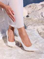 Linzi poročna oblačila Dreaming Pearl Embellished Stiletto Pointed Court čevlji z visoko peto - Slika 2 iz 6