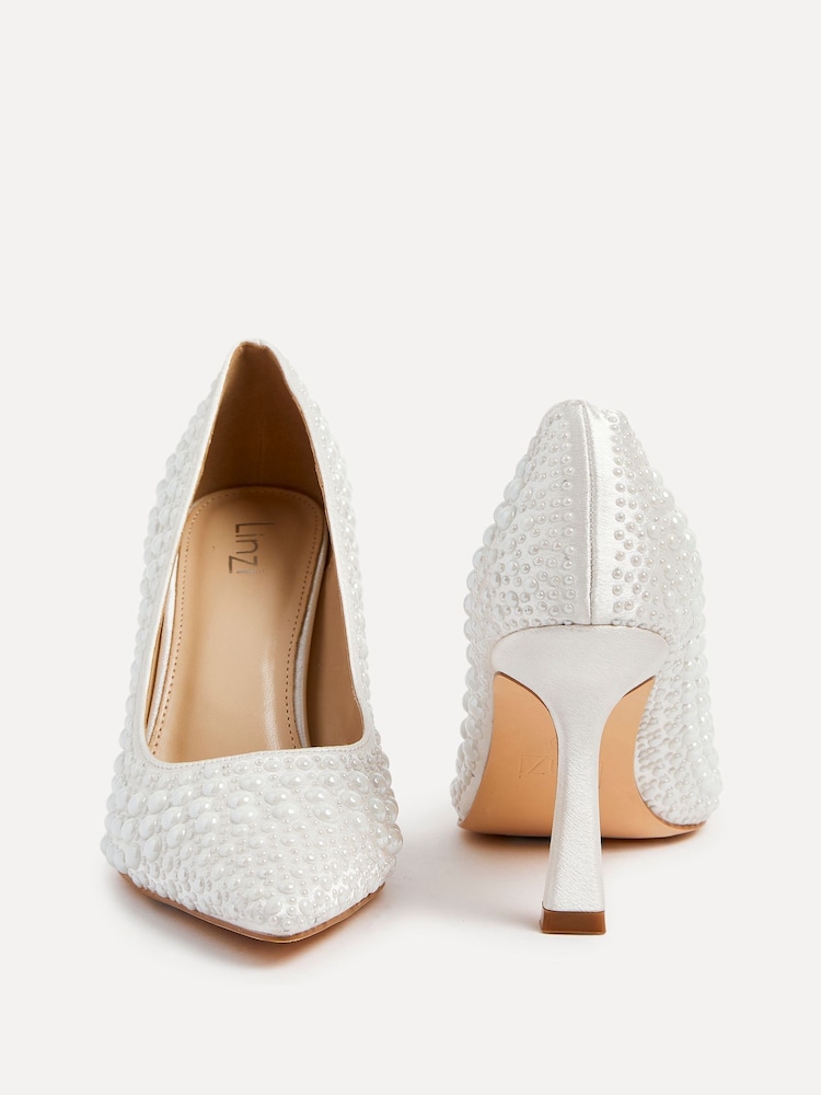 Linzi poročna oblačila Dreaming Pearl Embellished Stiletto Pointed Court čevlji z visoko peto - Slika 6 iz 6