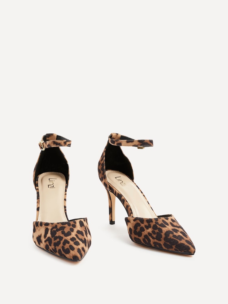 Linzi Animal Maci Stiletto Court Heels With Ankle Strap - Image 3 of 5