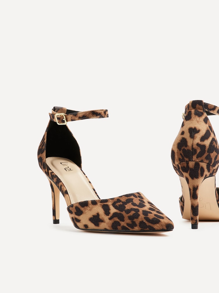 Linzi Animal Maci Stiletto Court Heels With Ankle Strap - Image 4 of 5