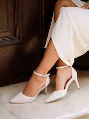 Linzi White Maci Stiletto Court Heels With Ankle Strap - Image 1 of 5