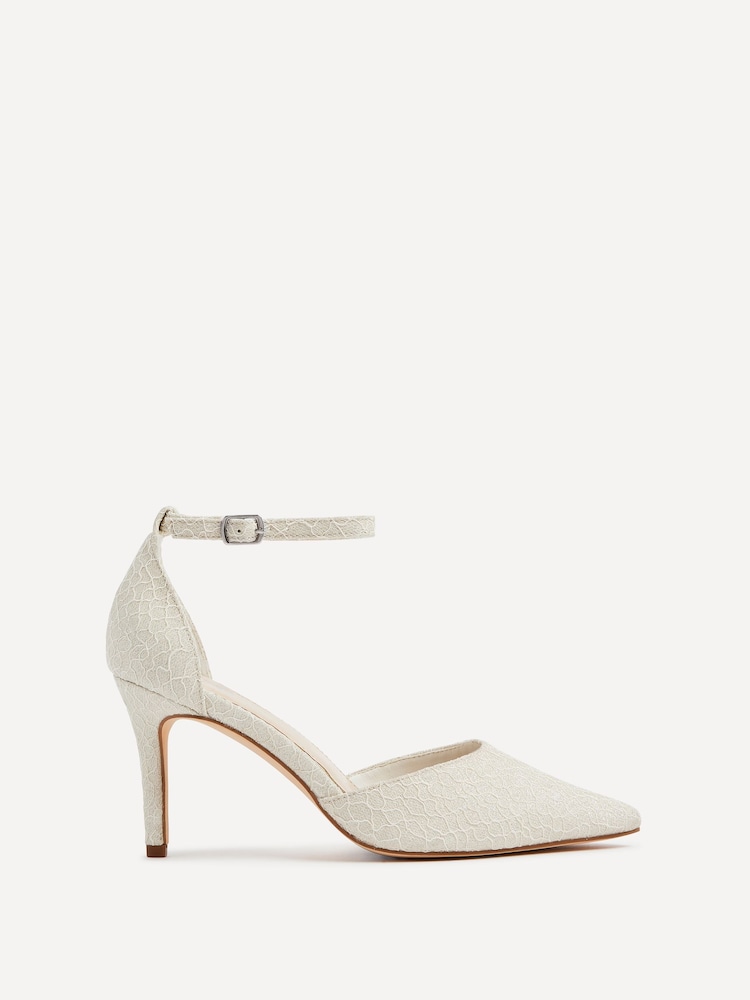 Linzi White Maci Stiletto Court Heels With Ankle Strap - Image 2 of 5