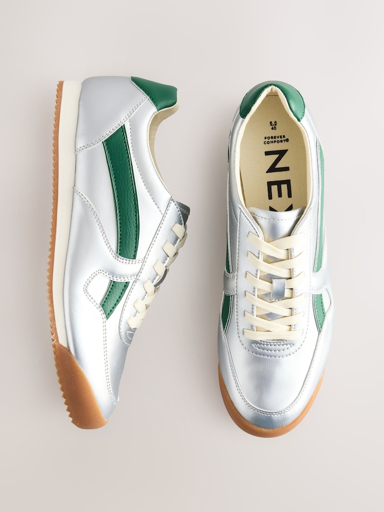 Silver Forever Comfort® Retro Lace-Up Trainers - Image 1 of 9