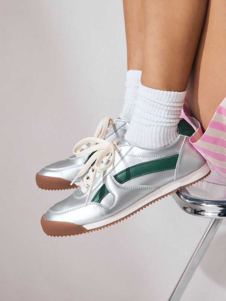 Silver Forever Comfort® Retro Lace-Up Trainers - Image 2 of 9