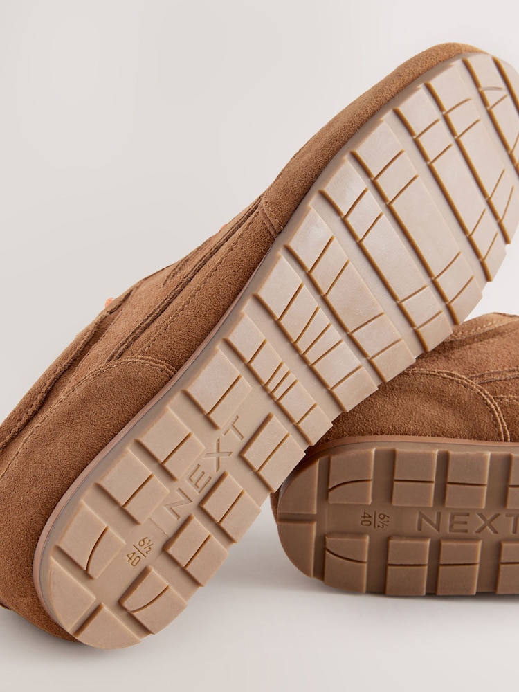 Buy Tan Brown Premium Leather Lace-Up Trainers from the Next UK