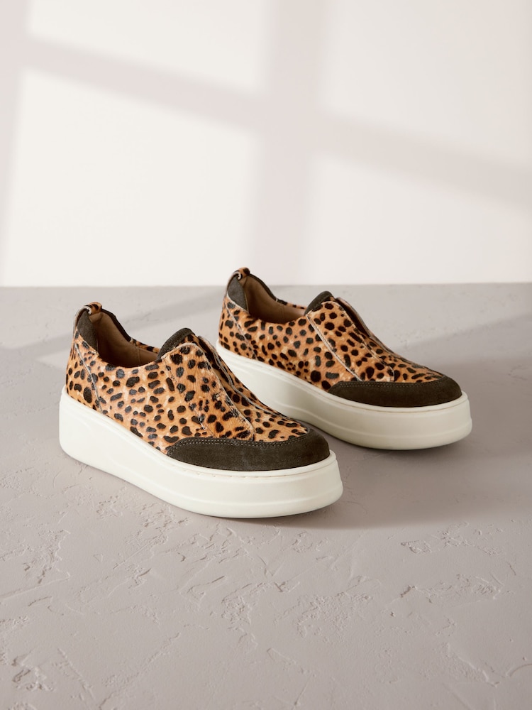 Animal Slip On Signature Forever Comfort® Leather Chunky Wedge Platform Trainers - Image 4 of 8