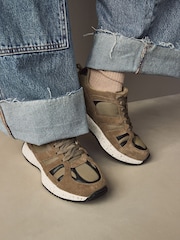 Khaki Green Standard Fit Forever Comfort® Leather Suede Panel Detail Chunky Trainers - Image 1 of 8