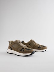 Khaki Green Standard Fit Forever Comfort® Leather Suede Panel Detail Chunky Trainers - Image 4 of 8