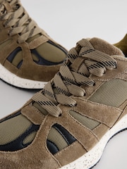 Khaki Green Standard Fit Forever Comfort® Leather Suede Panel Detail Chunky Trainers - Image 6 of 8