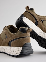 Khaki Green Standard Fit Forever Comfort® Leather Suede Panel Detail Chunky Trainers - Image 7 of 8