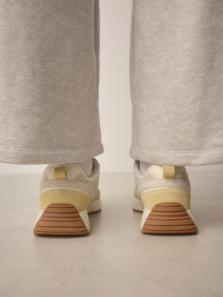 Neutral Standard Fit Forever Comfort® Leather Suede Panel Detail Chunky Trainers - Image 3 of 10